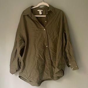 army green oversized button down